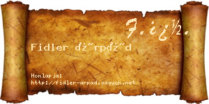 Fidler Árpád névjegykártya